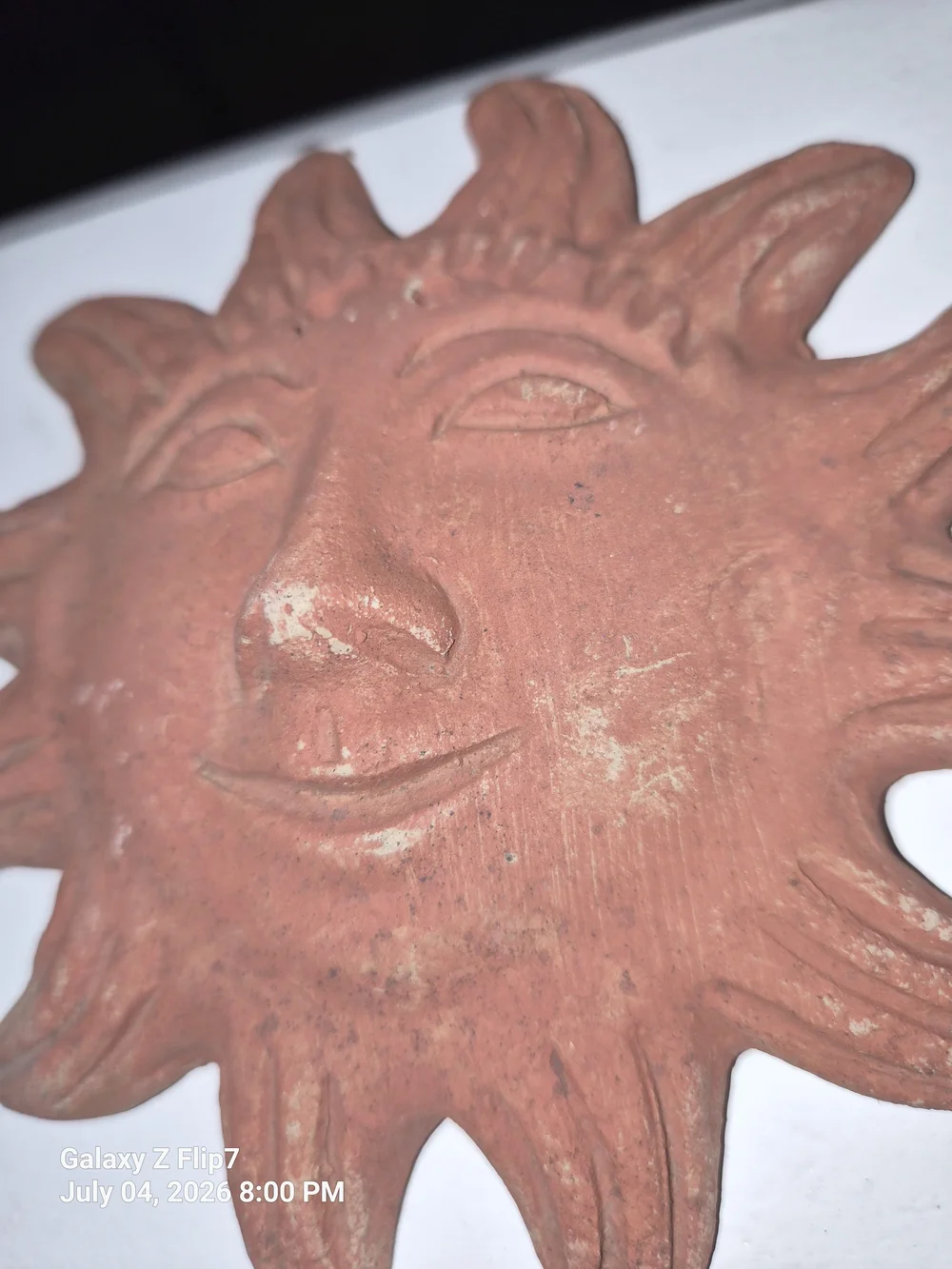 Rustic Sun Face Wall Décor Pair - Terracotta Finish 2pcs.